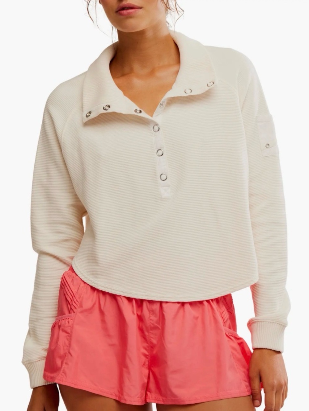 Free People So Fly Henley in Off White Size Large Preloved Flawed**